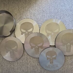 Punisher Stainless Steel Skull Coasters Set